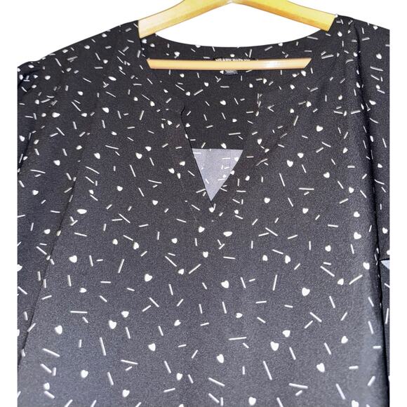 Hilary Radley Heart Short Flutter Sleeve Top Women's 3X Work Relaxed Flowy Black - Picture 3 of 8